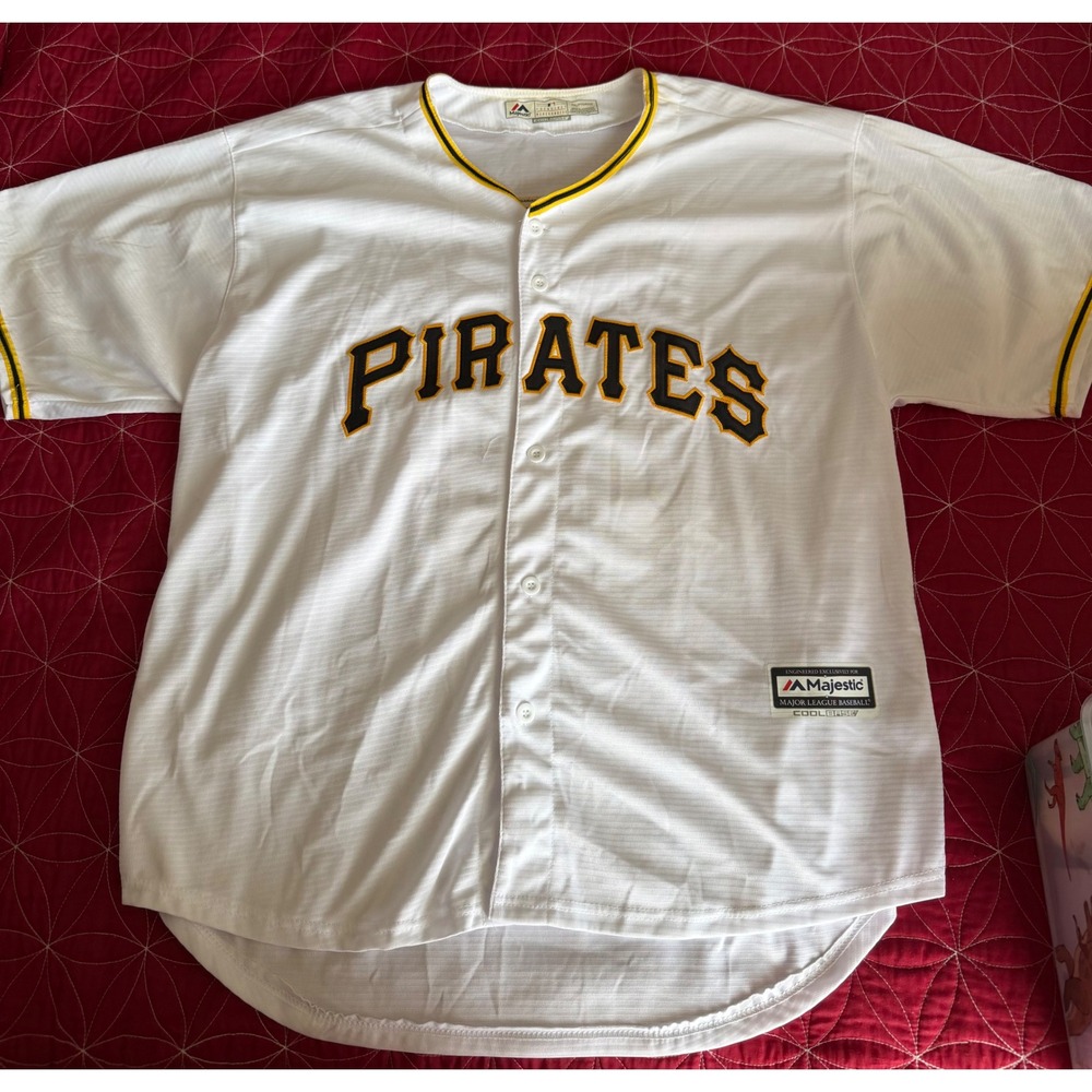 Majestic Pittsburgh Pirates Thompson 14 MLB Jersey White Cool Base Mens XXL
